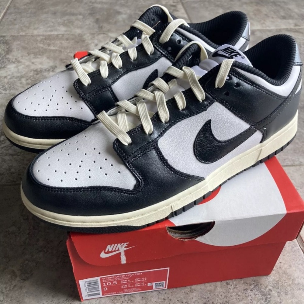 Nike Dunk Low “Vintage Panda” Black White FQ8899-100 Women’s Size 10.5 NEW SB FC